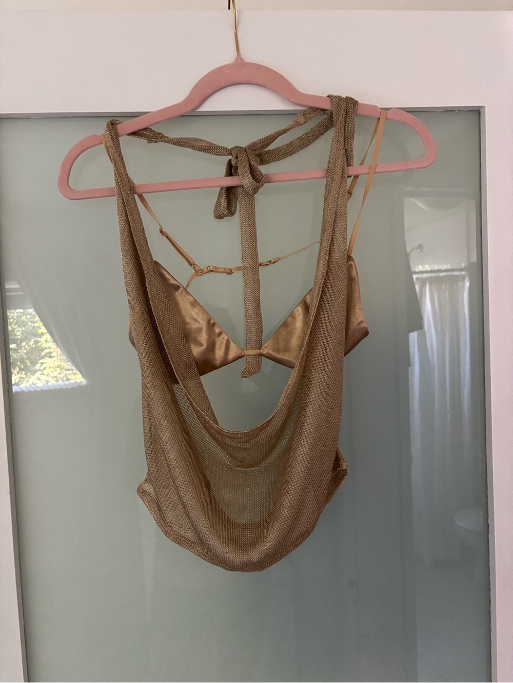 Gold Shimmer cowl neck neck top - Picture 3 of 6